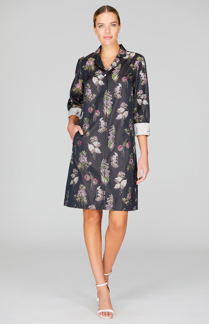 Watercolor Botanic Collared Shirt Dress