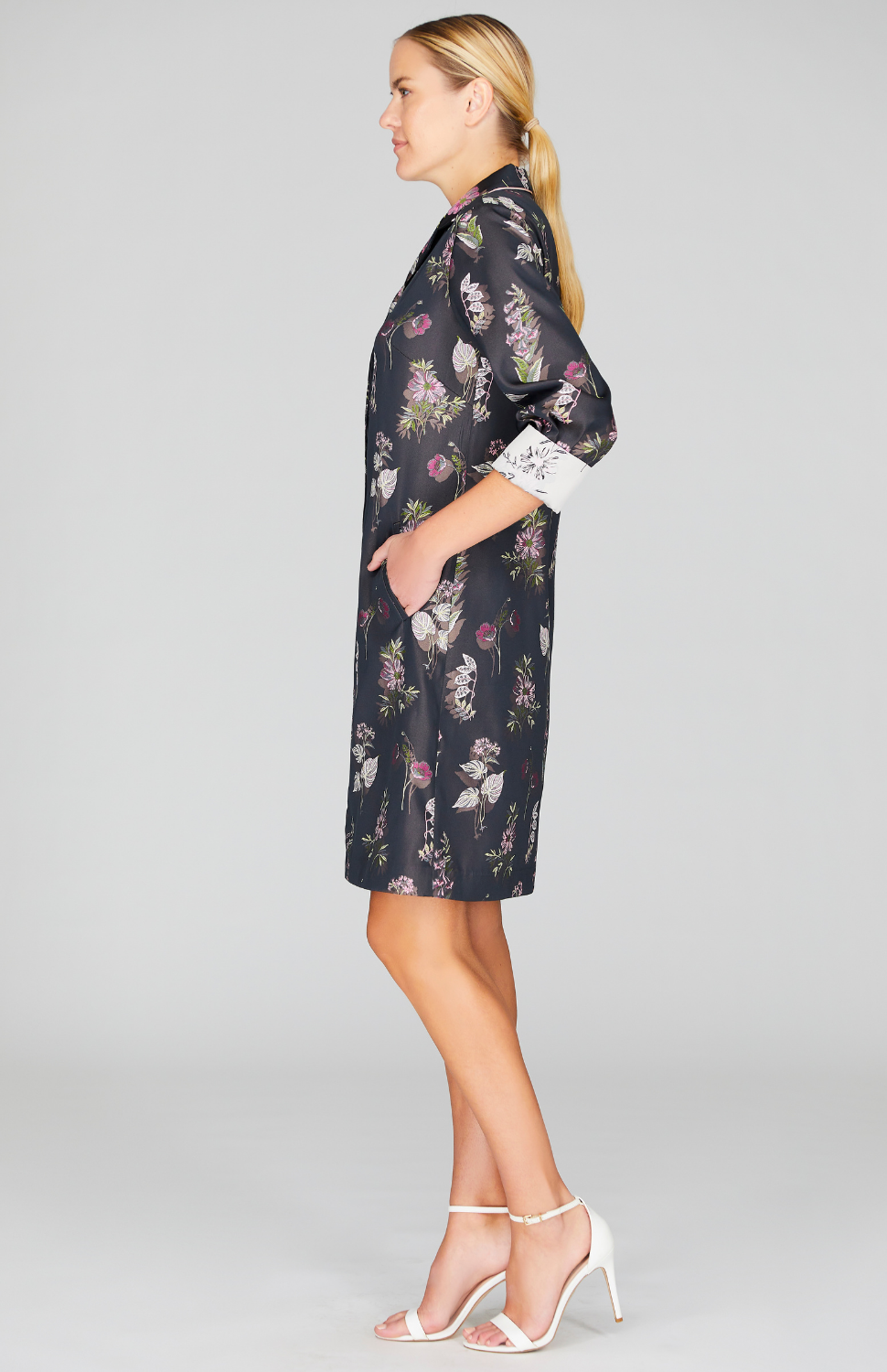 Watercolor Botanic Collared Shirt Dress