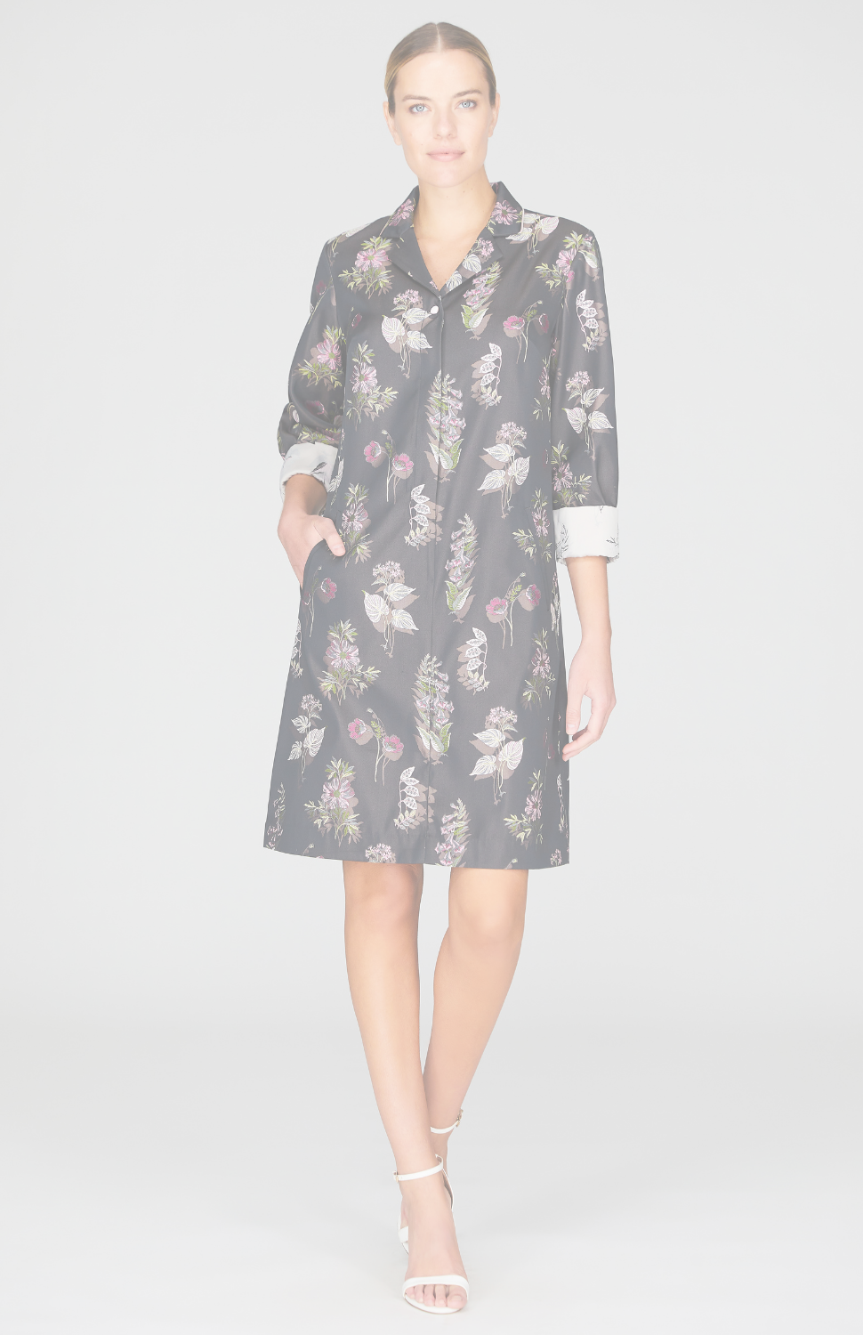 Watercolor Botanic Collared Shirt Dress
