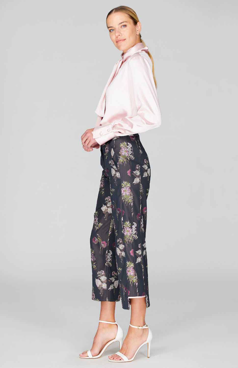 Watercolor Botanic Straight Pant w/Step Hem