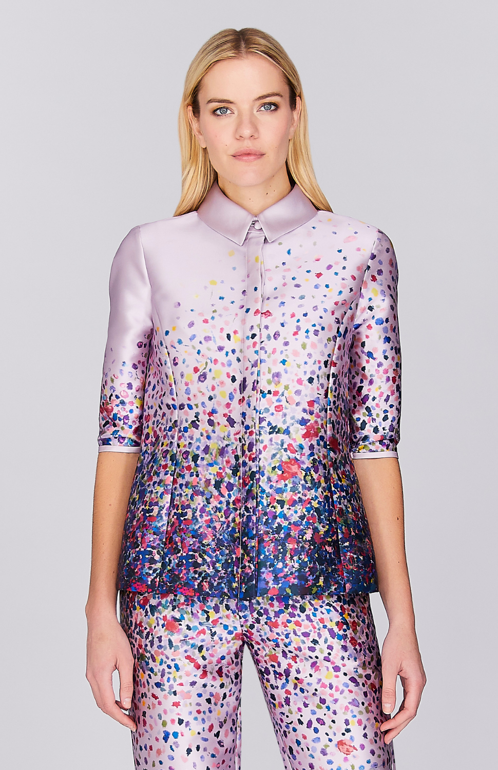 Abstract Garden Fitted Shirt Jacket