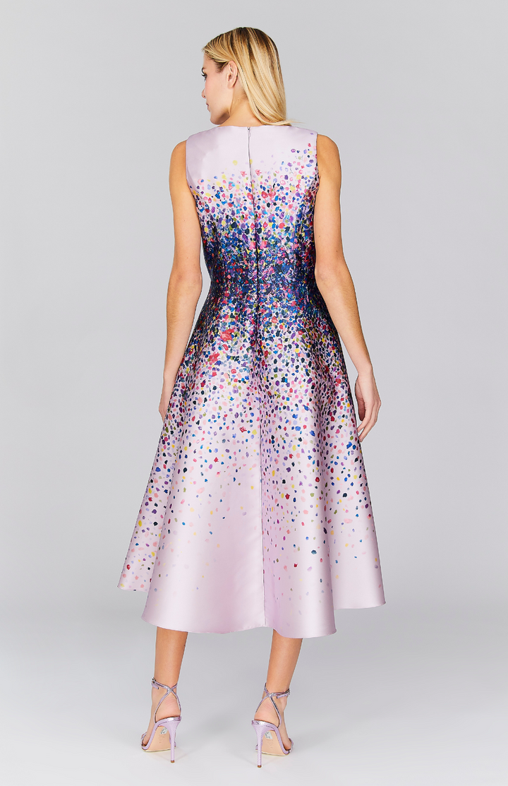 Abstract Garden Sleeveless Fit & Flare Dress