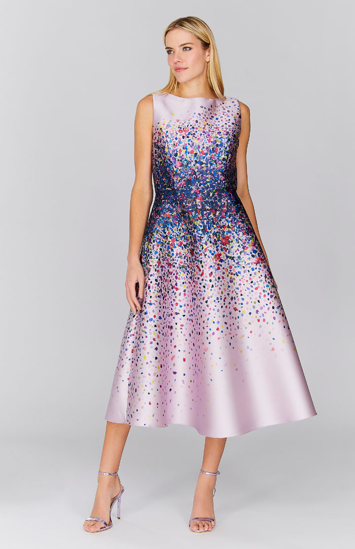 Abstract Garden Sleeveless Fit & Flare Dress