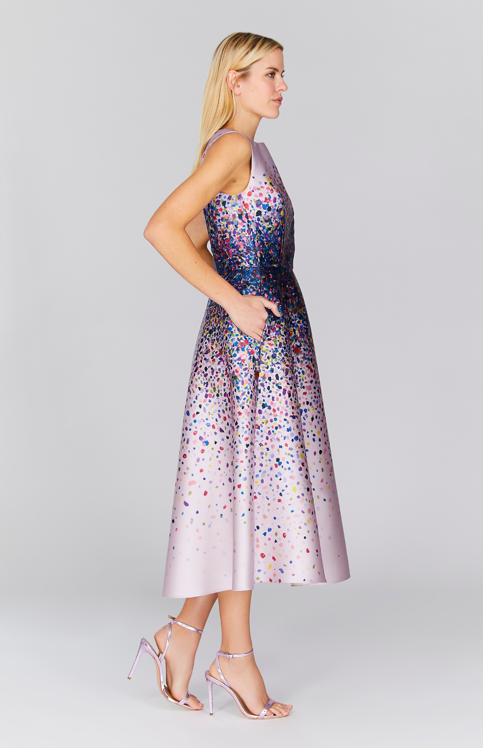 Abstract Garden Sleeveless Fit & Flare Dress