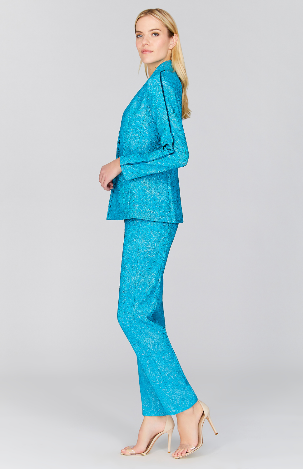 Abstract Rose Fitted Jacket w/Satin Bias