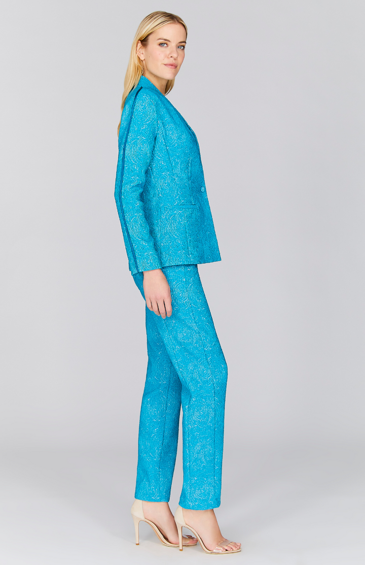 Abstract Rose Fitted Jacket w/Satin Bias