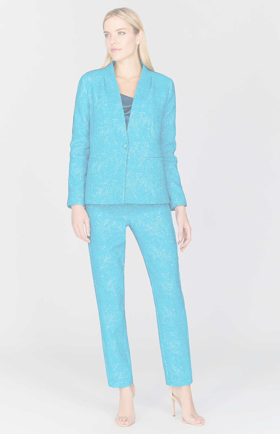 Abstract Rose Fitted Jacket w/Satin Bias