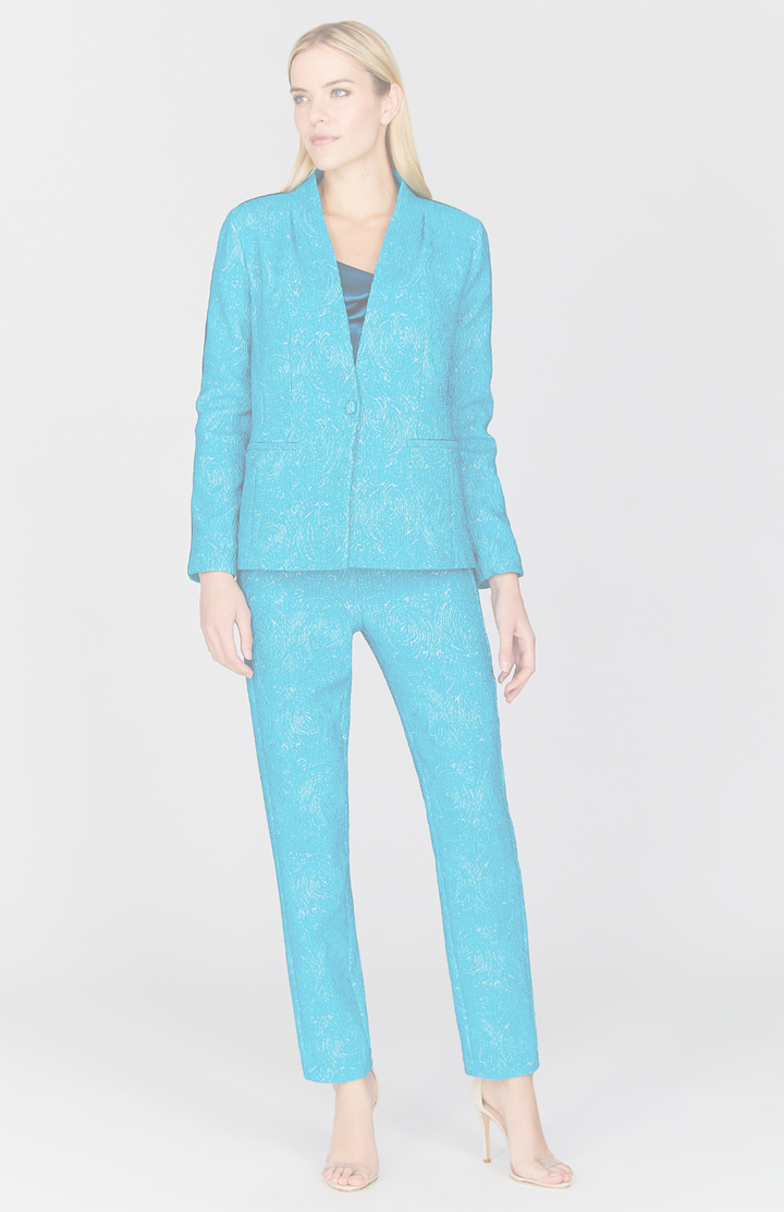 Abstract Rose Fitted Jacket w/Satin Bias