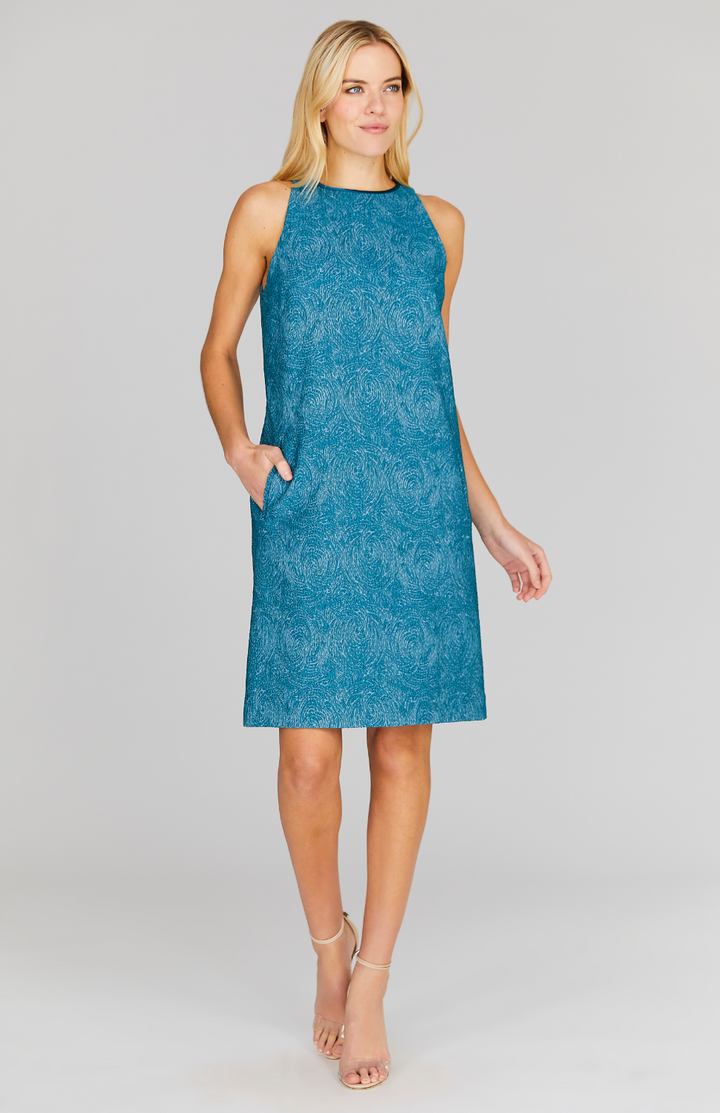 Abstract Rose Sleeveless Shift Dress