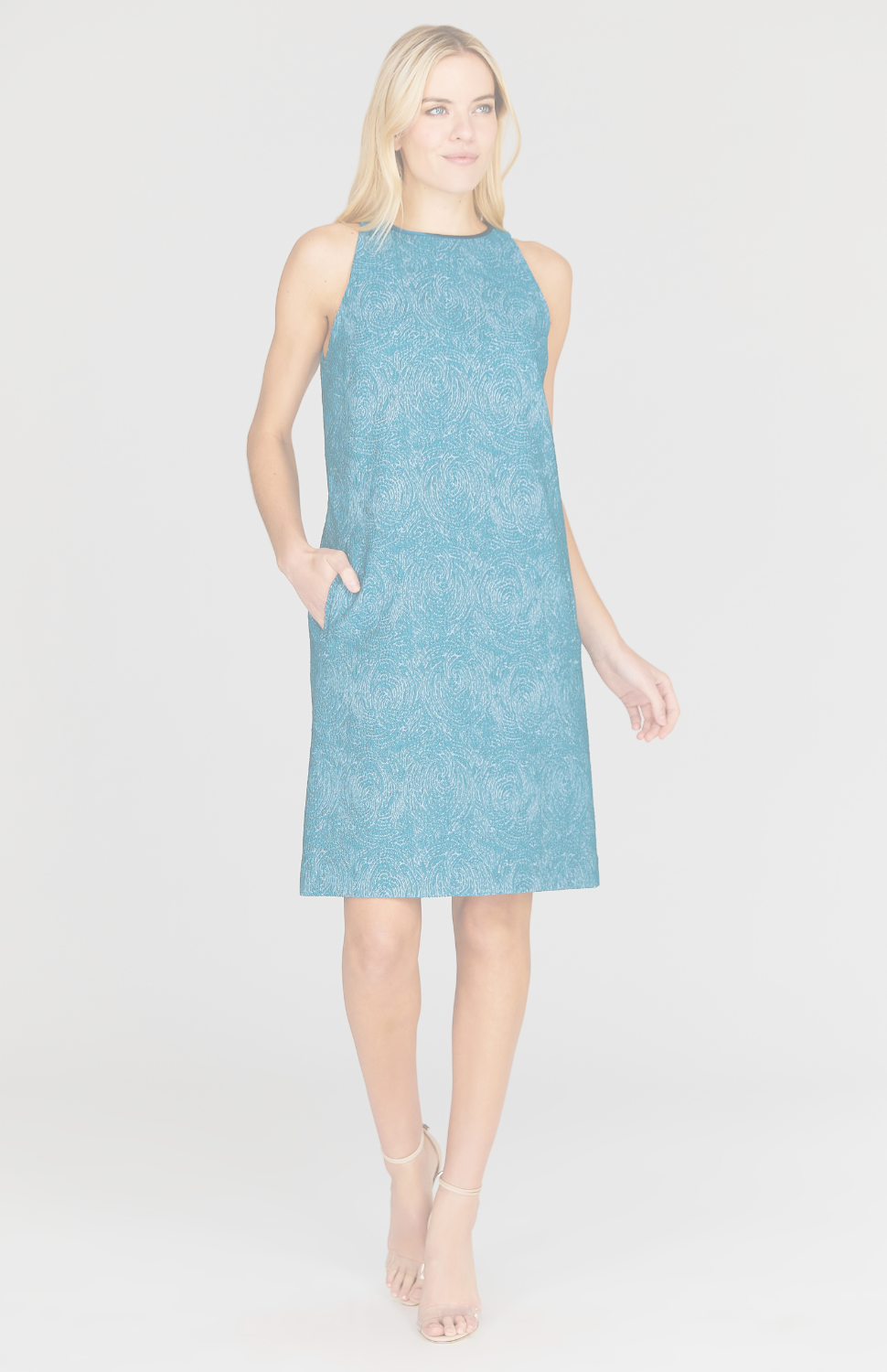 Abstract Rose Sleeveless Shift Dress