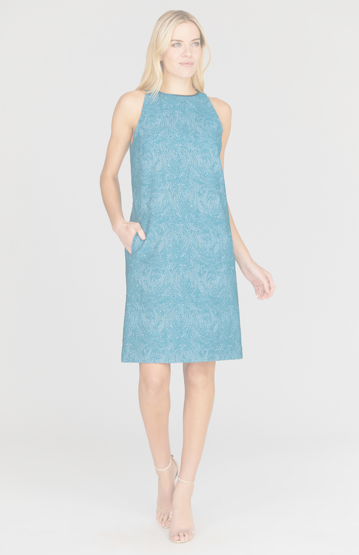 Abstract Rose Sleeveless Shift Dress