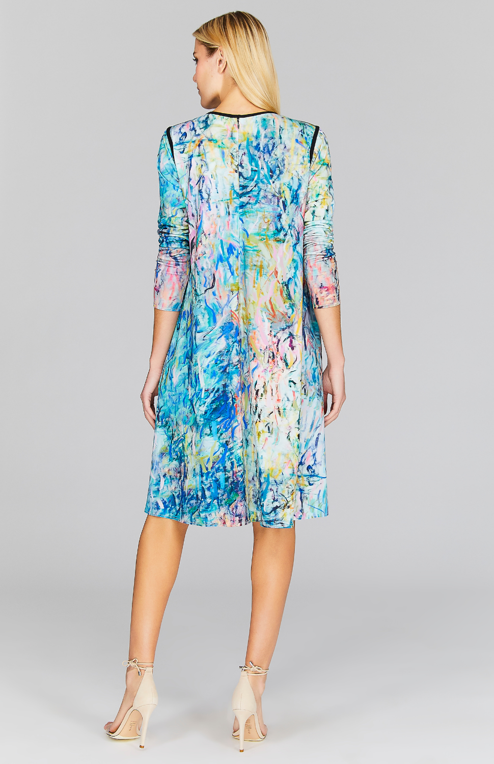 Abstract Willow Short Swing Dress w/ Piping