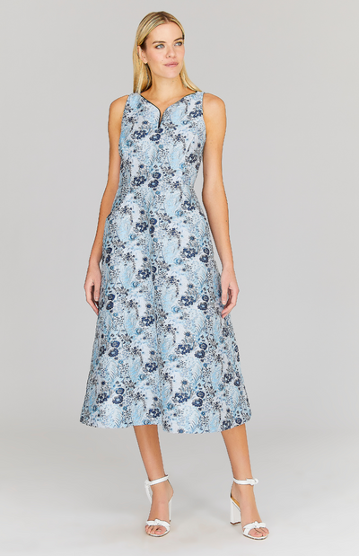 Dimensional Floral Sleeveless Fit & Flare Dress