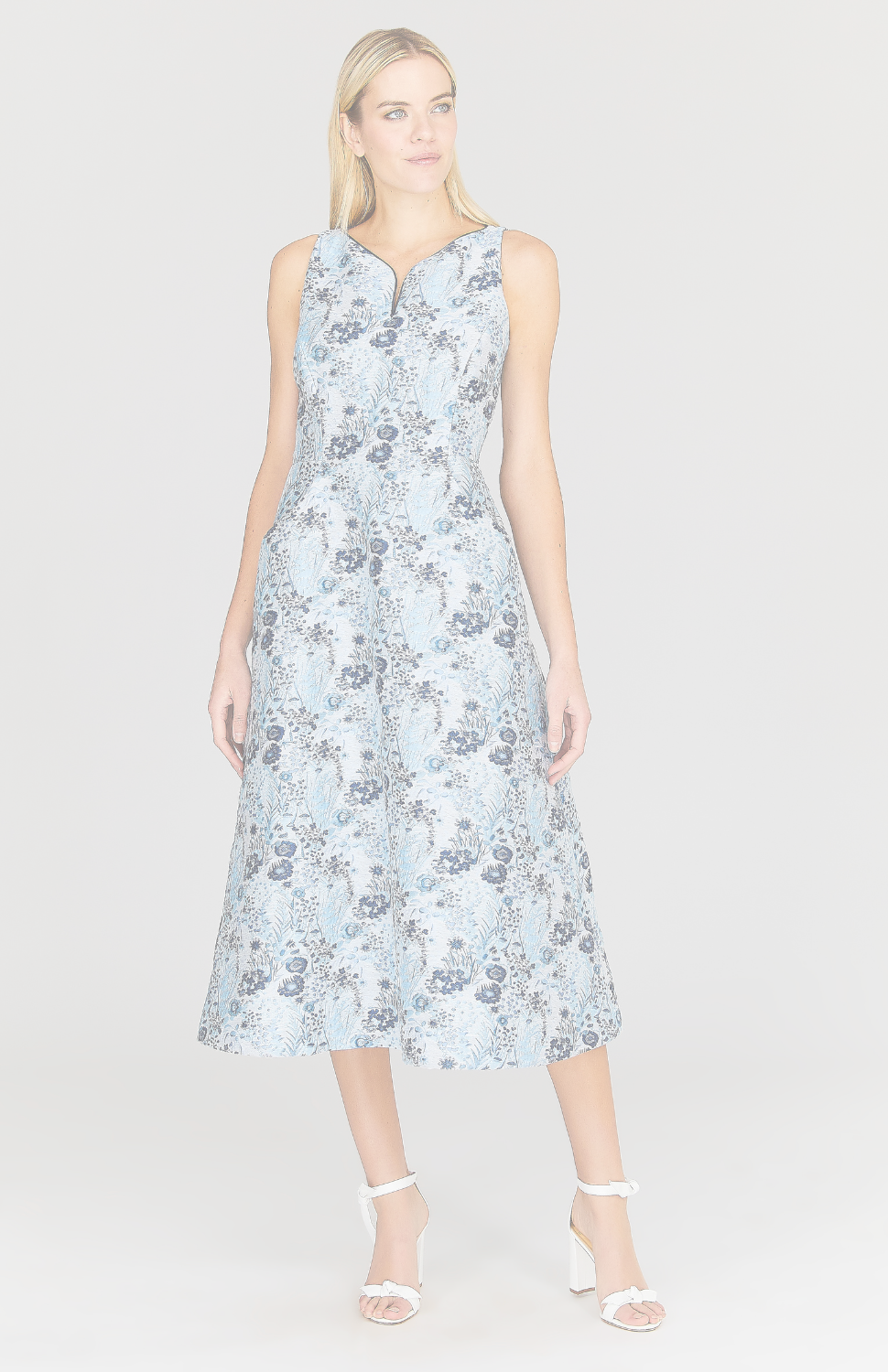Dimensional Floral Sleeveless Fit & Flare Dress