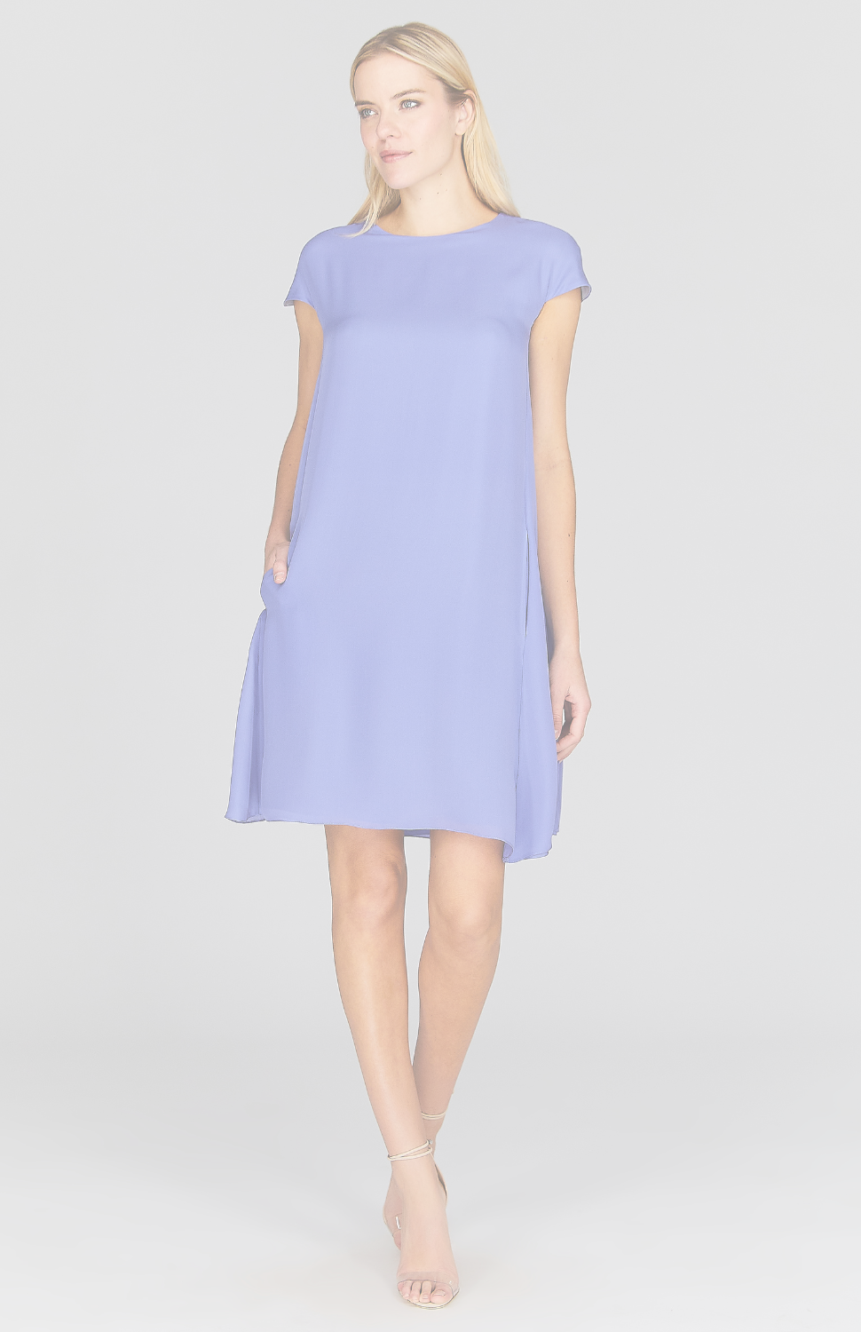 Silk Georgette Cap Sleeve Trapeze Dress