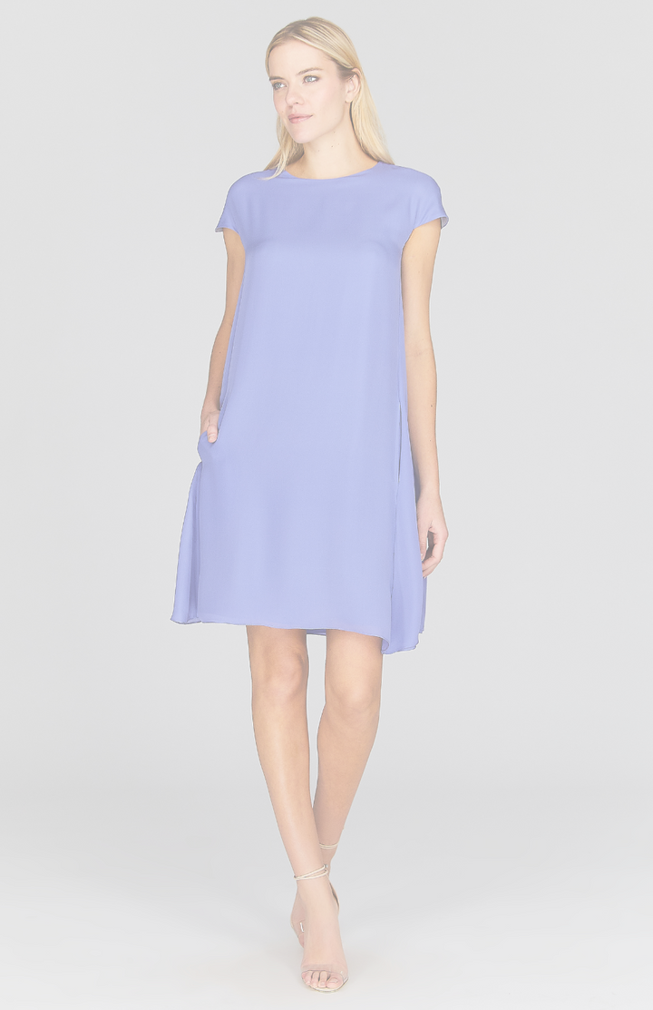 Silk Georgette Cap Sleeve Trapeze Dress