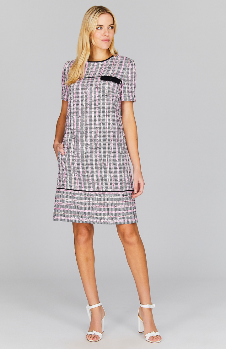 Kyoto Tweed Short Sleeve Shift Dress