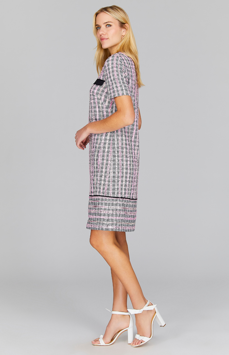Kyoto Tweed Short Sleeve Shift Dress
