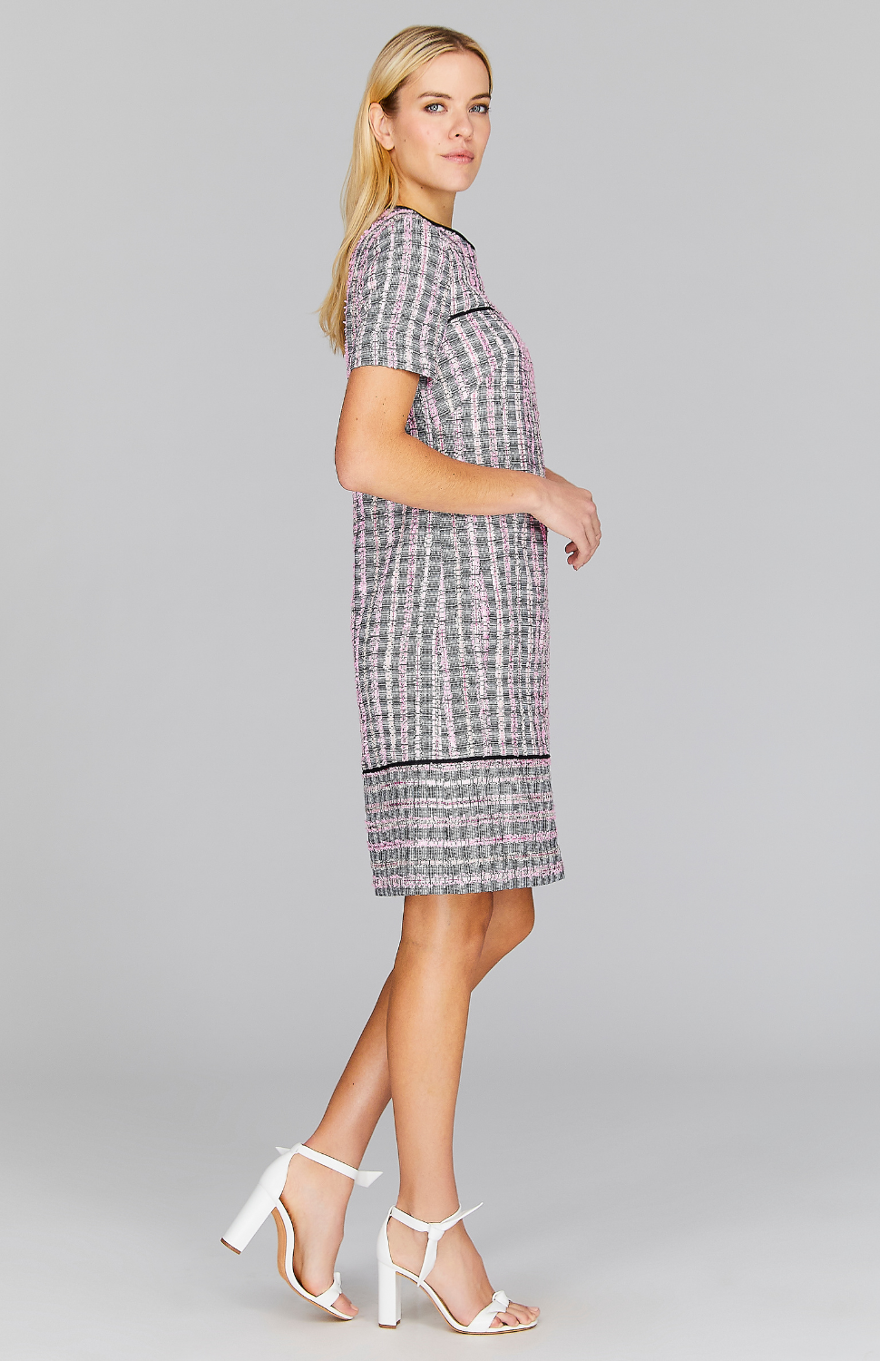 Kyoto Tweed Short Sleeve Shift Dress