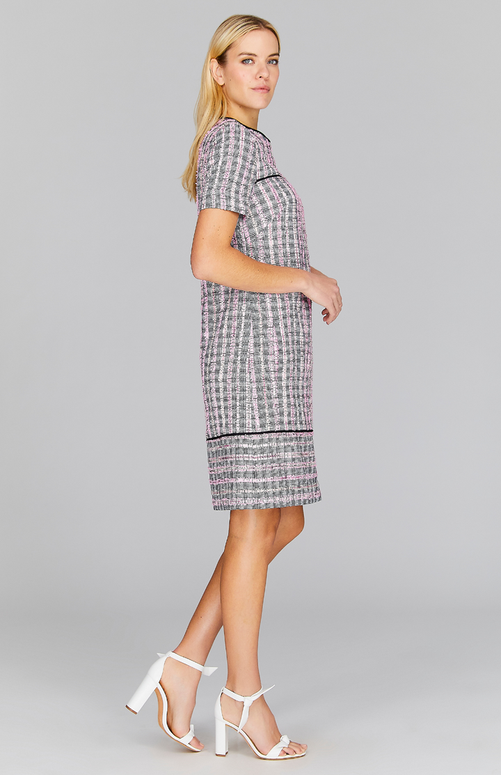 Kyoto Tweed Short Sleeve Shift Dress