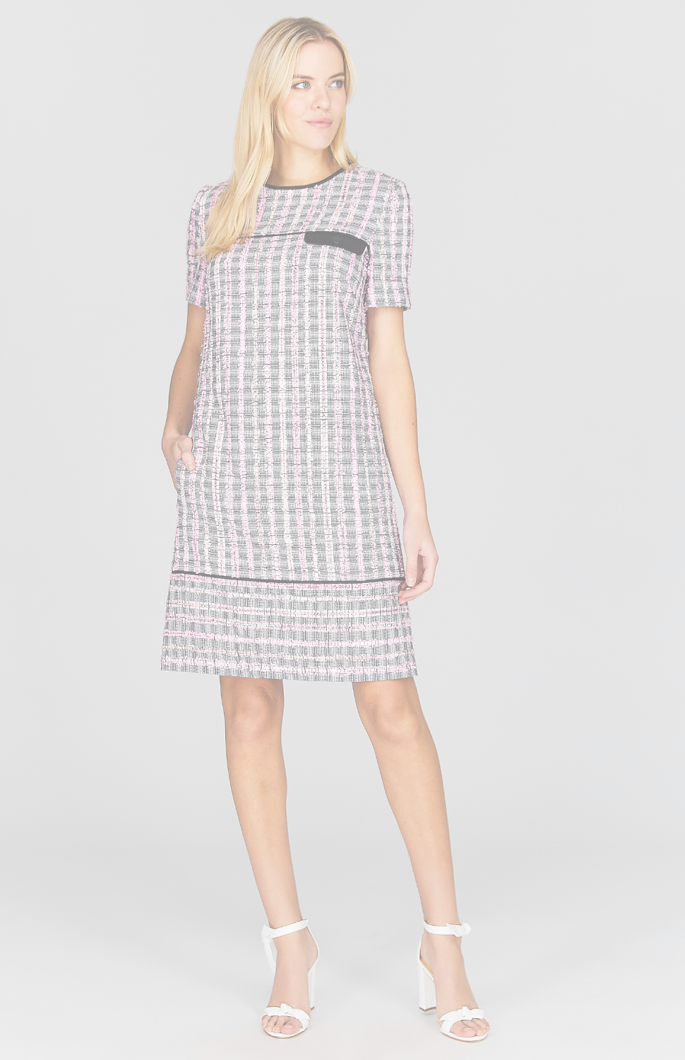 Kyoto Tweed Short Sleeve Shift Dress