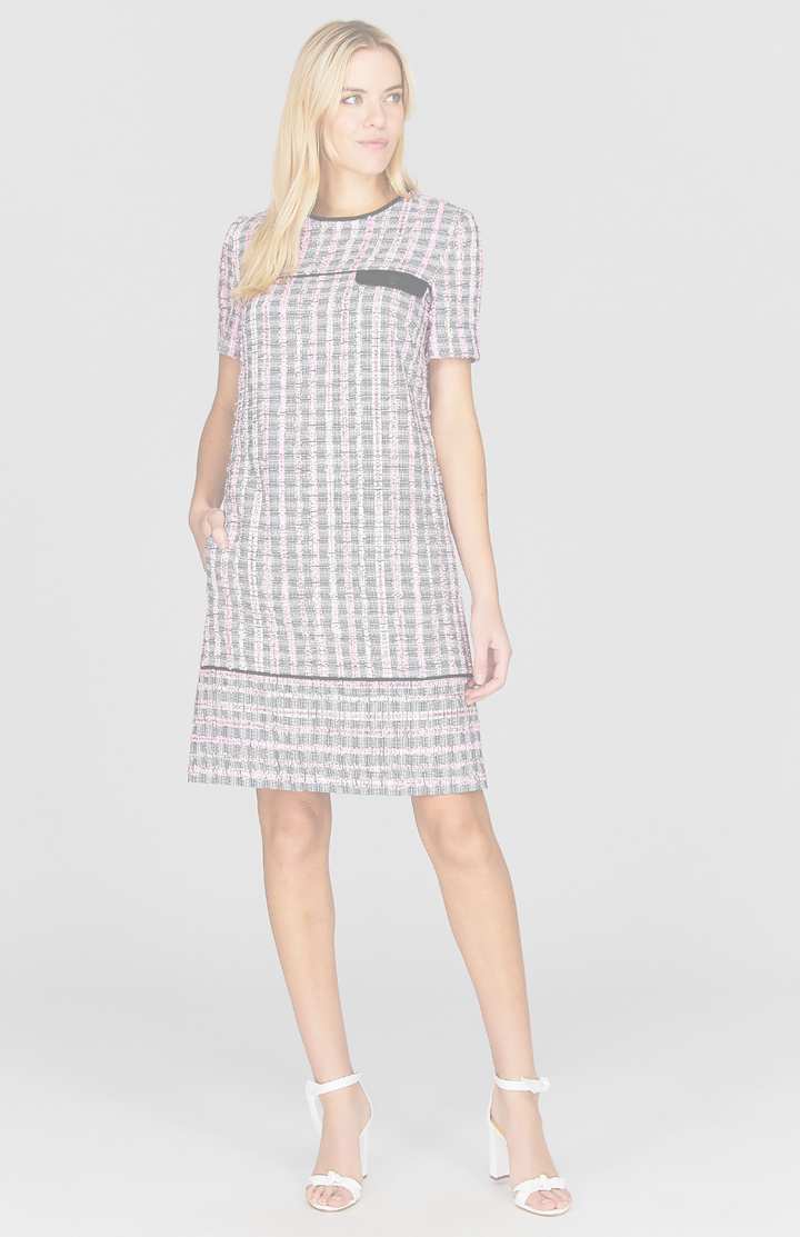 Kyoto Tweed Short Sleeve Shift Dress