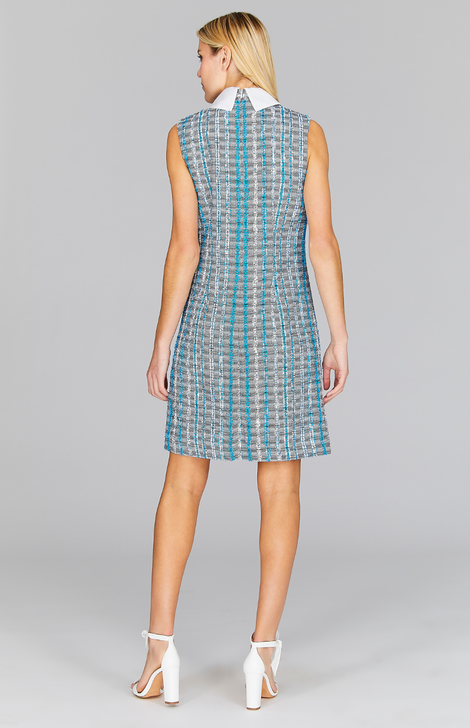 Kyoto Tweed Sleeveless Collared Fitted Dress