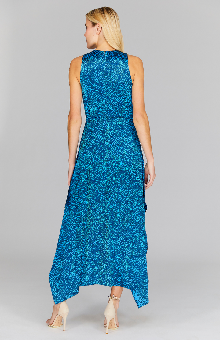 Modern Dot Fit & Flare Dress w/ Side Drape