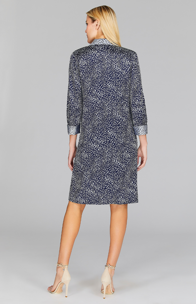 Modern Dot Short Dress w/ Collar & Lapel
