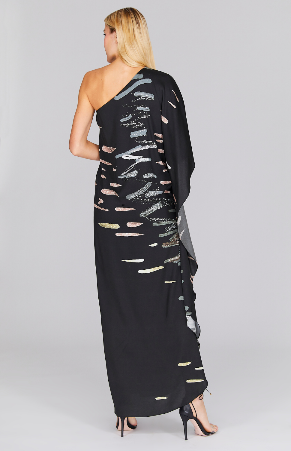 Moonlight Reflection One Shoulder Cascade Gown