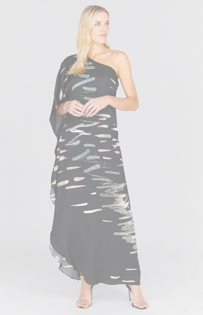 Moonlight Reflection One Shoulder Cascade Gown
