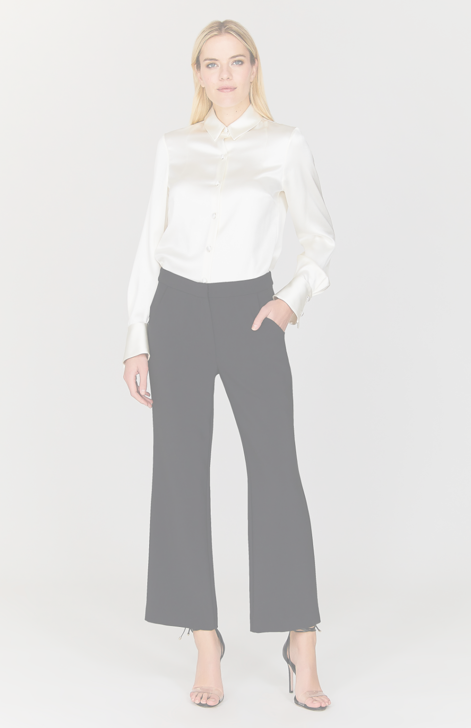 Satin Button Down Collared Shirt w/Relaxed Sleeve