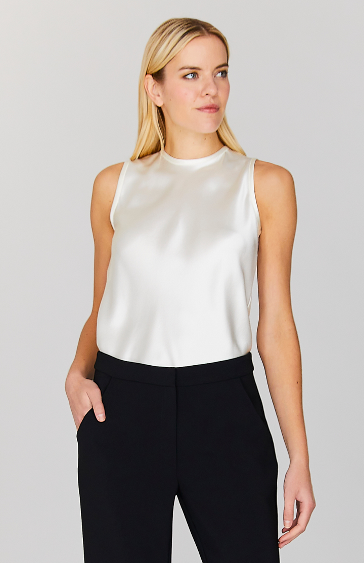 Satin Crew Neck Bias Tank