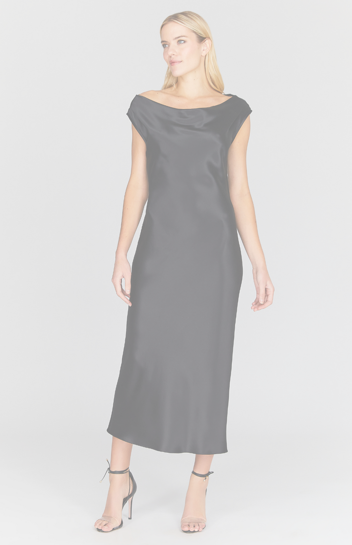 Satin Drape Front & Back Bias Dress