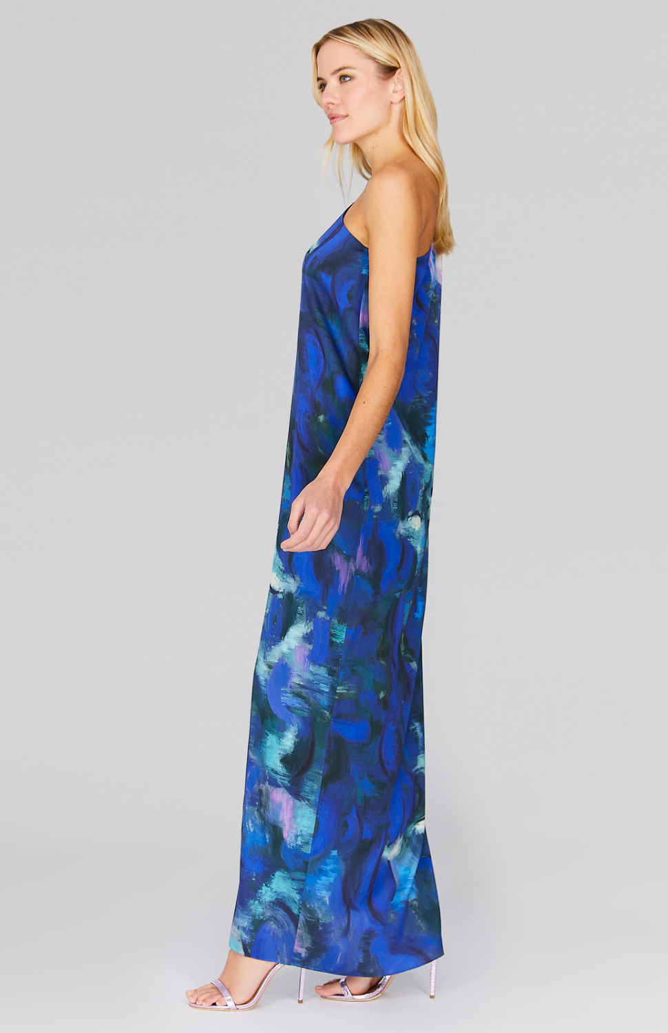 Water Lilies One Shoulder Cascade Gown
